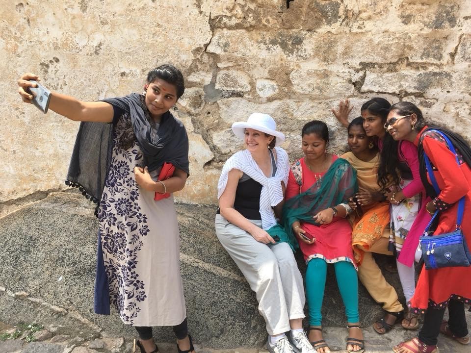 Carlson with Indian women
