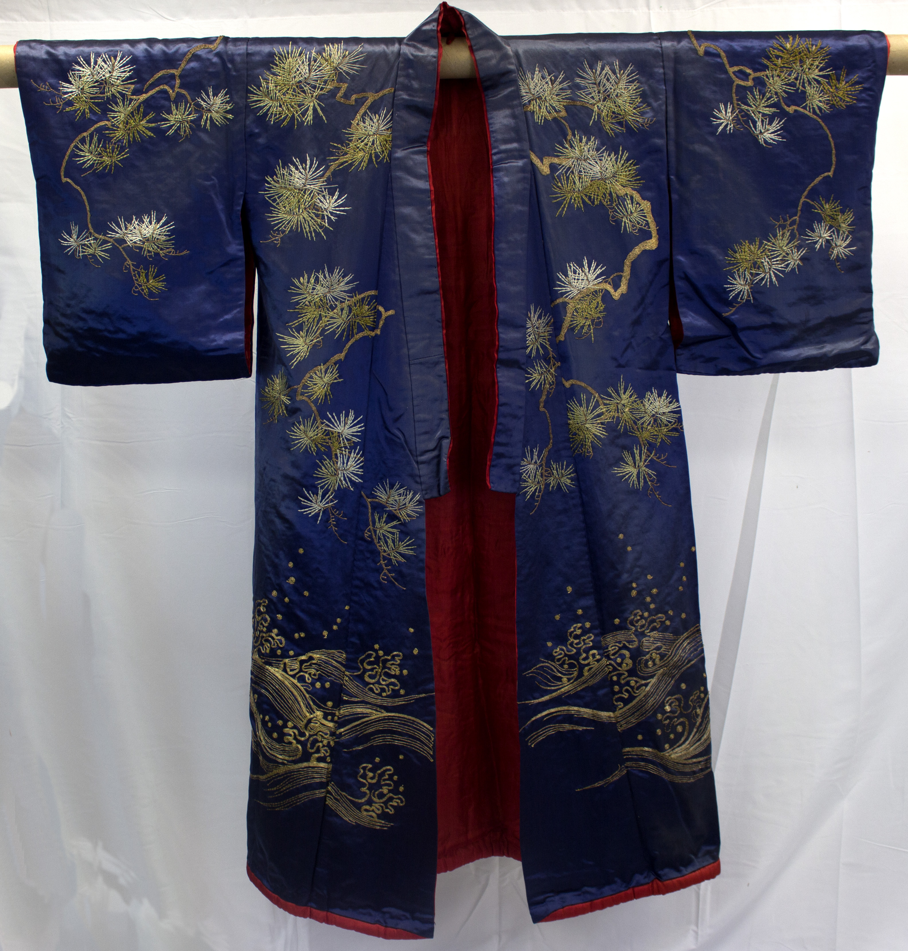a blue silk kimono