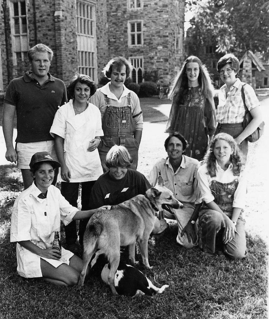 Lon Anthony surrounded by art students