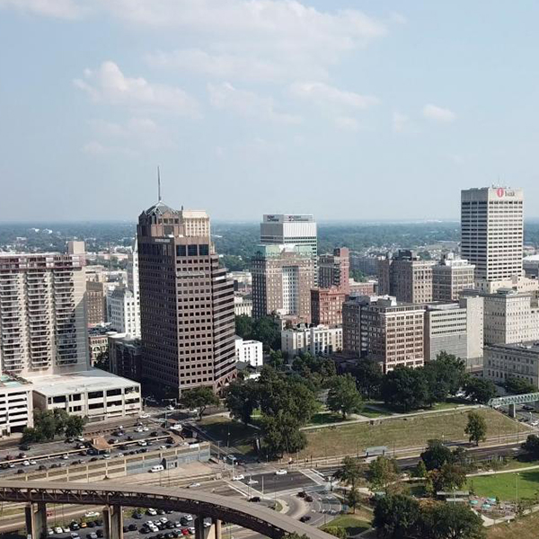 a skyline of downtown Memphis 