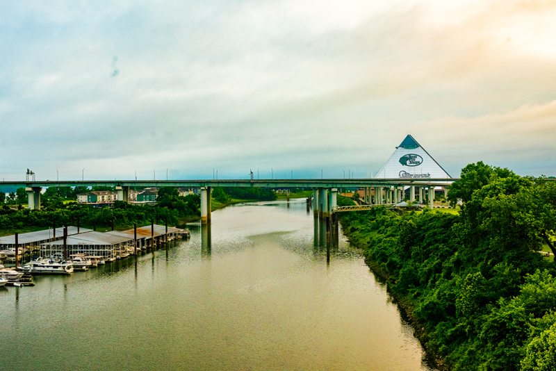 Wolf River Harbor with Bass Pro in the background