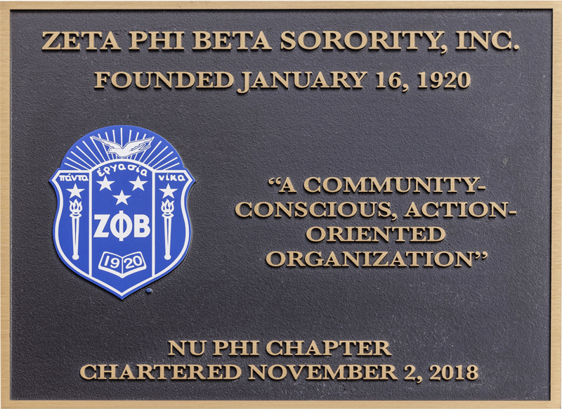 plaque of Zeta Phi Beta