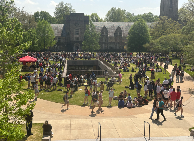 a large plaza filled with people