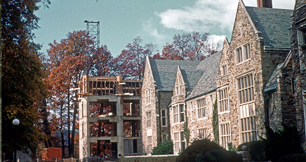 a Gothic tower under construction