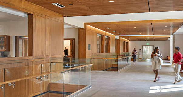 interior of a modern building with labs and classrooms