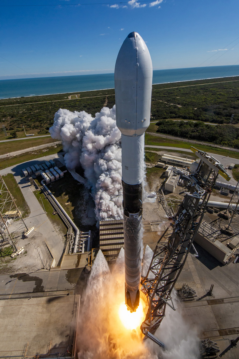 a rocket launching into space