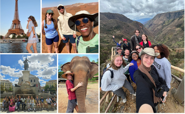 a collage of photos of students in foreign countries