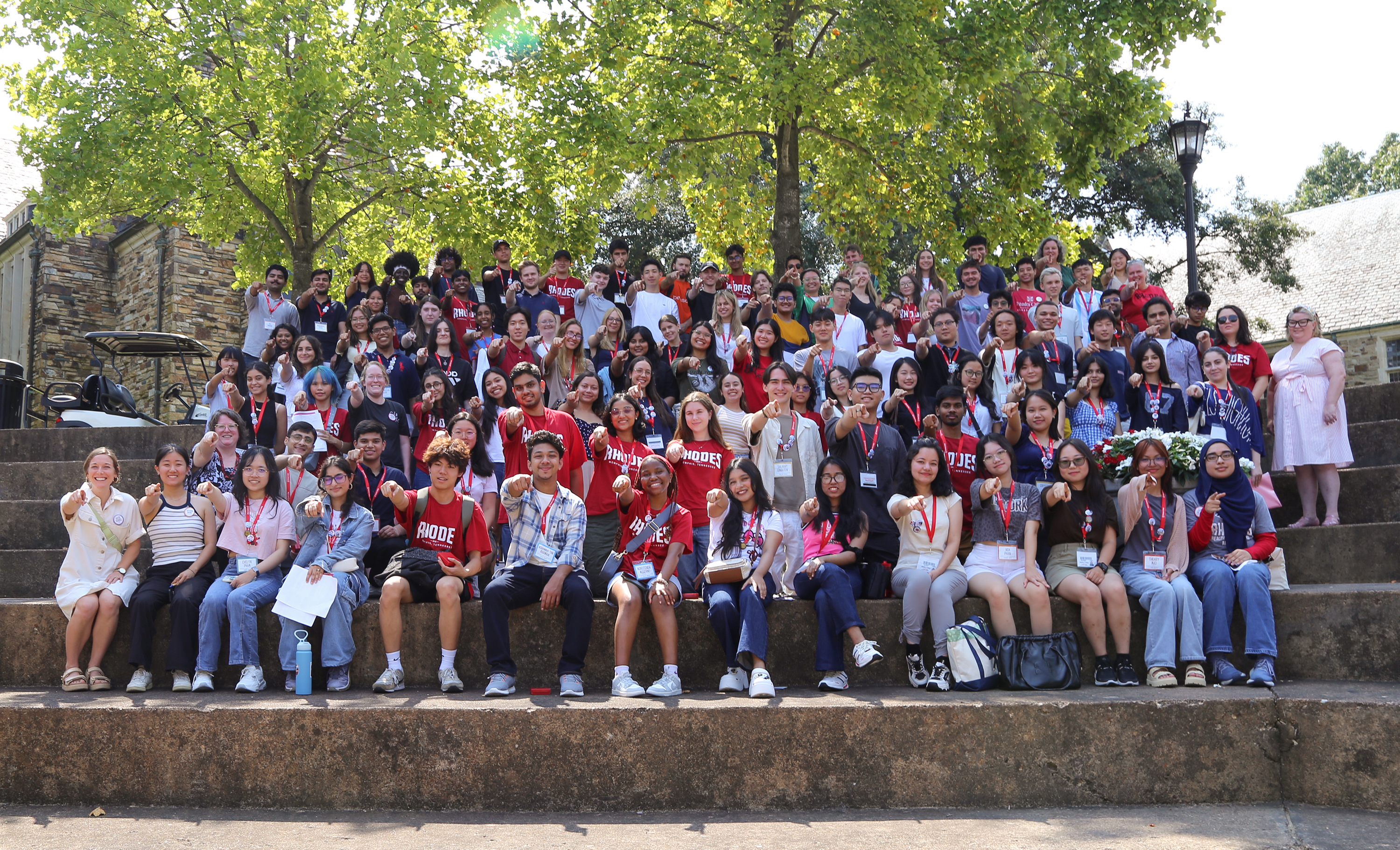 a large group of students from different countries