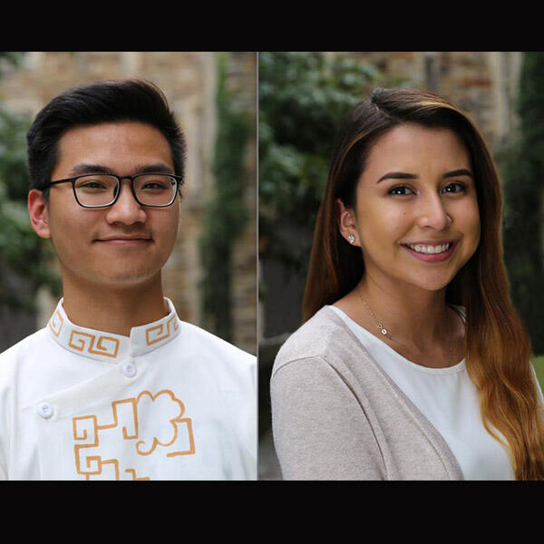 split screen of two Rhodes students