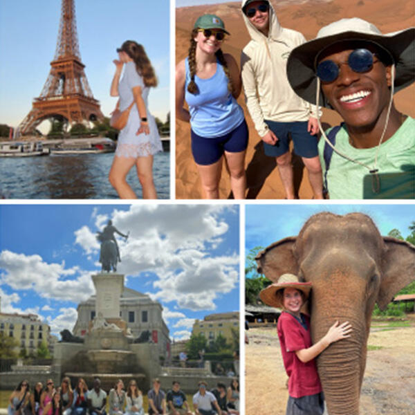a collage of students in foreign countries