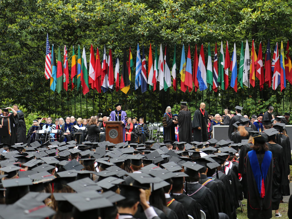 graduation ceremony outdoors in a garden