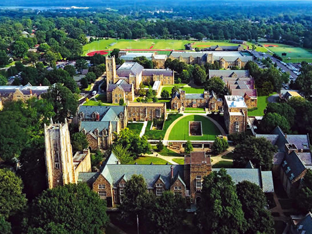 aerial view of a college campus