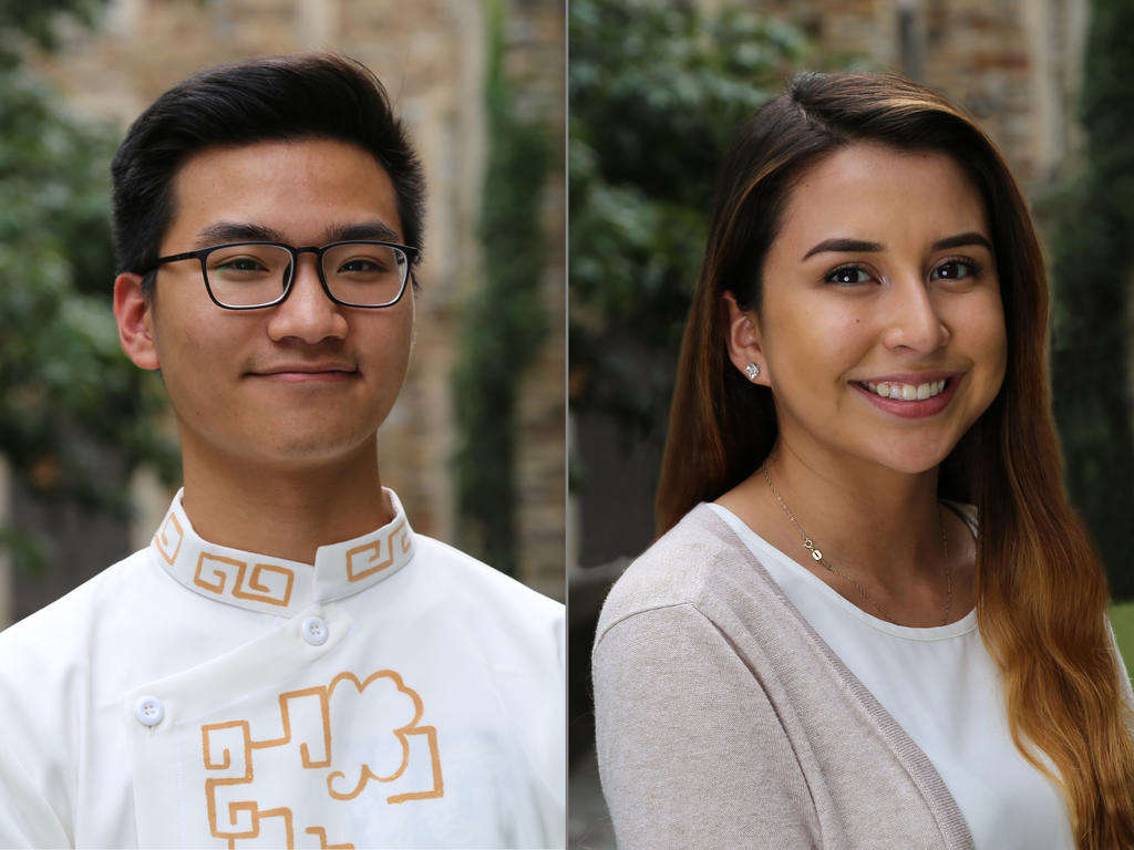 split screen of two Rhodes students