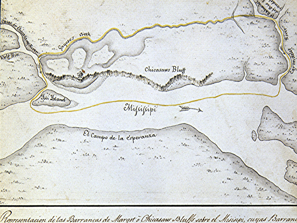 a map from 1795 picturing the Mississippi River bluffs