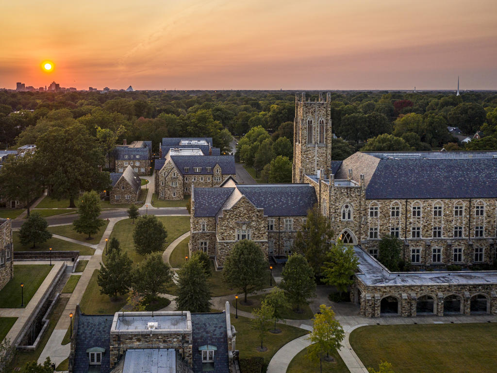 an aerial view of the Rhodes campus