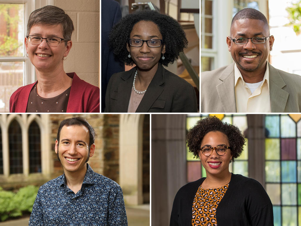 Collage of five professor headshots