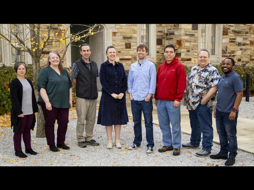 Rhodes College Biology Faculty Standing Outside on Campus