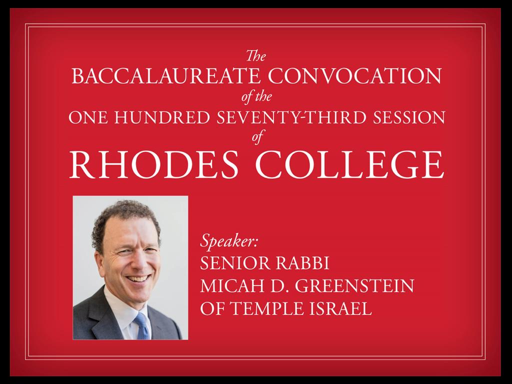 graphic for Rhodes College Baccalaureate Convocation address