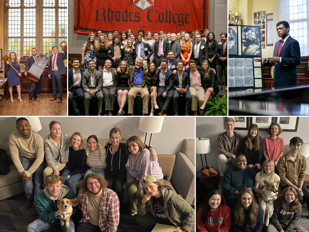 collage of mock trial participants at Rhodes College