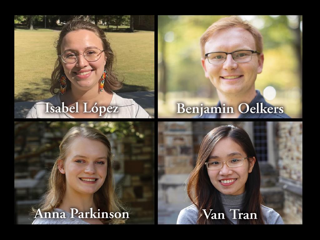 collage of four Rhodes College students