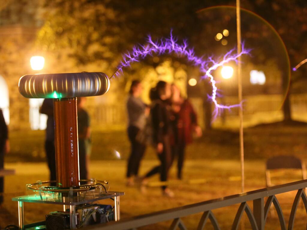image of a musical tesla coil at an event held at Rhodes College
