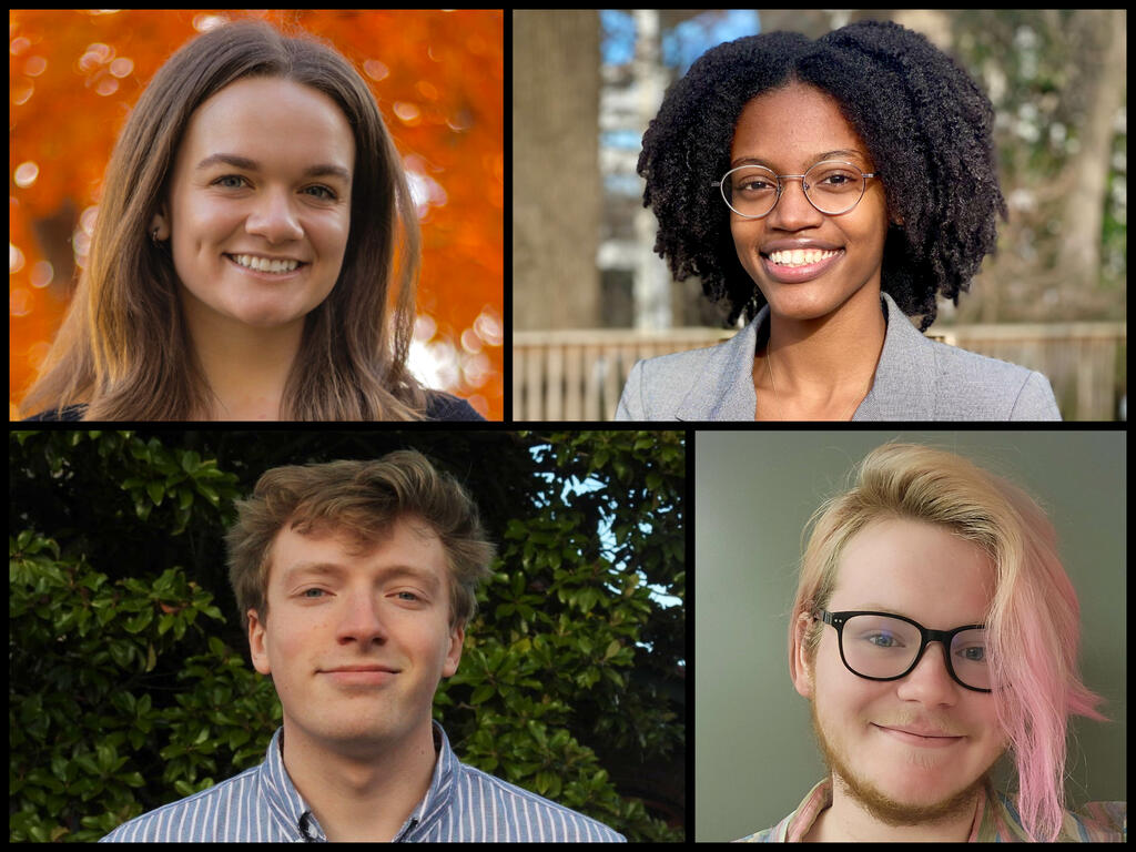 head and shoulder collage of four Rhodes College students