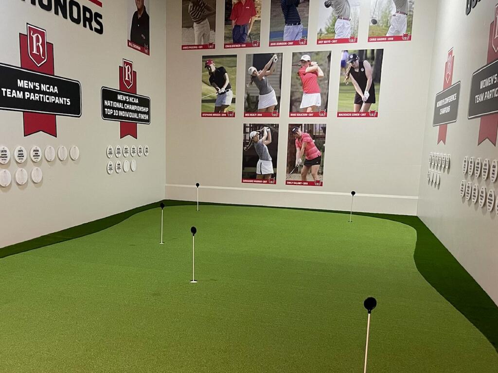 image of indoor golf facility at Rhodes College