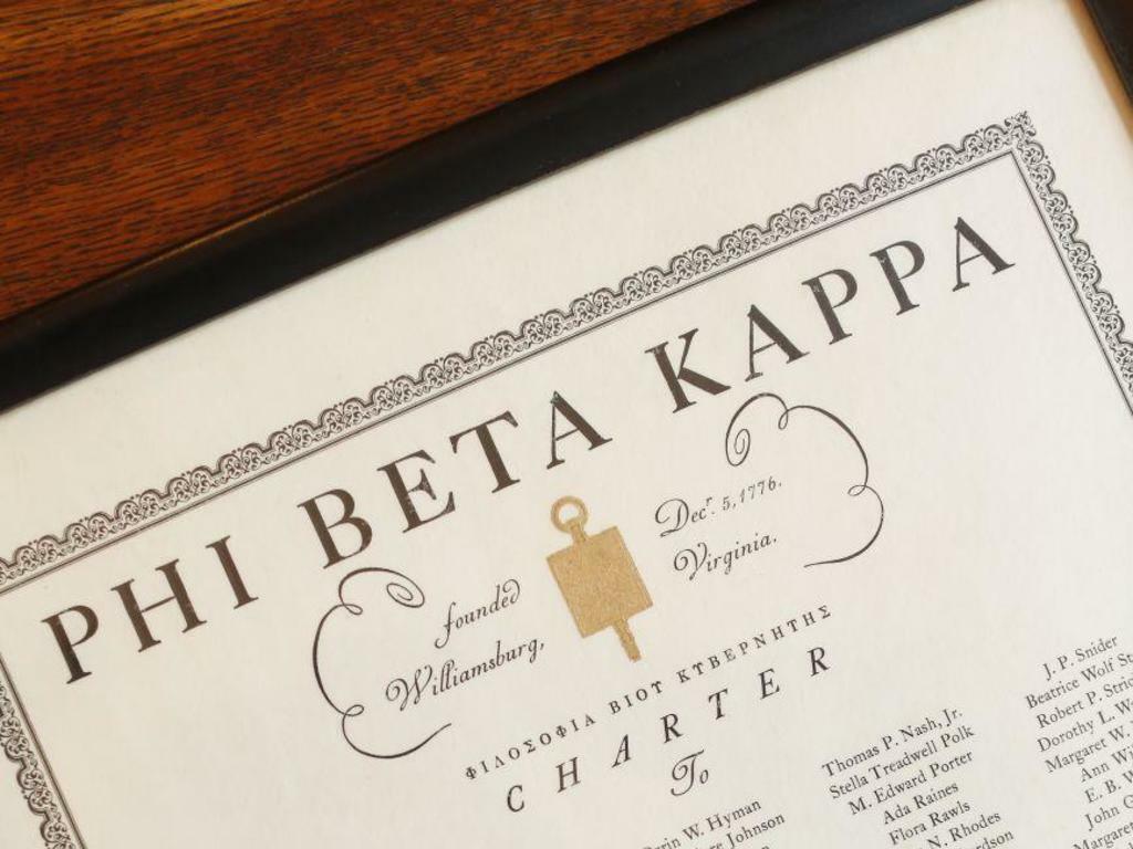 image of a Phi Beta Kappa certificate
