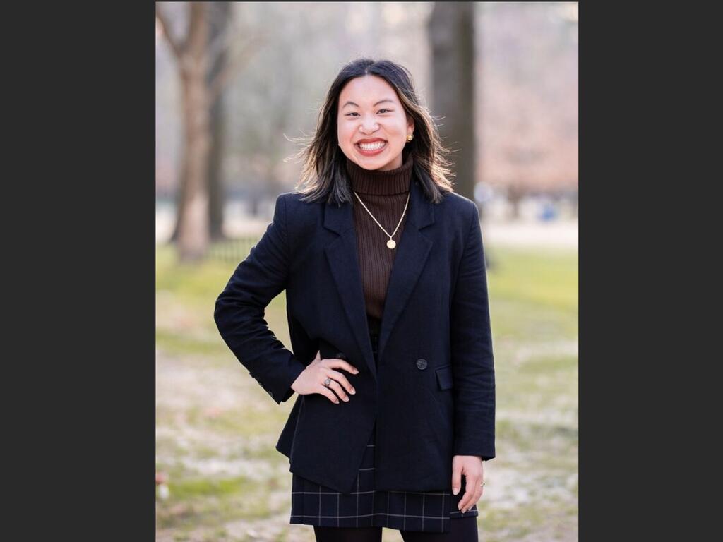 image of Rhodes College student Cali VanCleve standing outside on campus