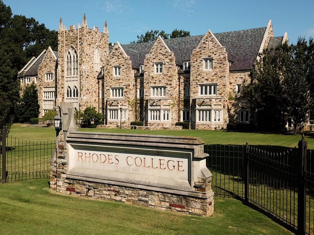 image of sign in front of Rhodes College building