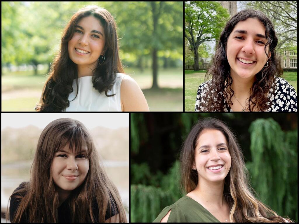 college of head and shoulder images of four Rhodes College students