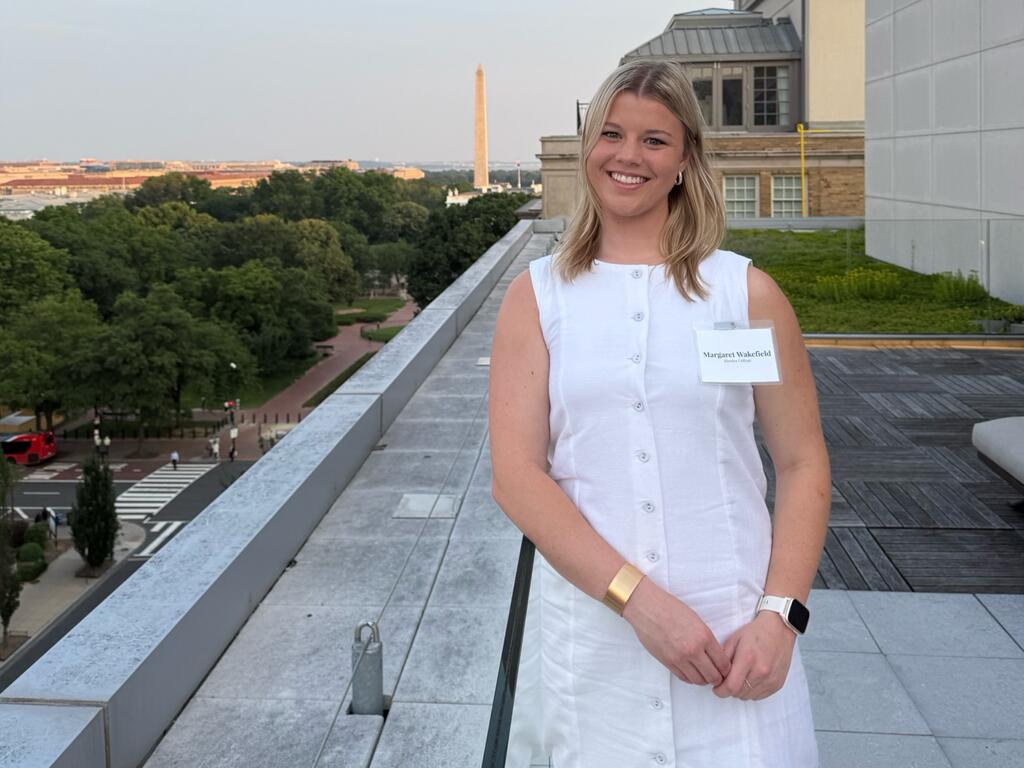 image of Margaret Wakefield standing outside on a building