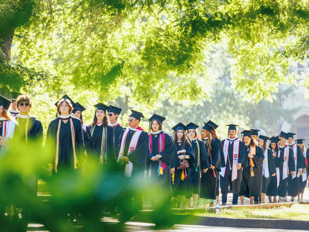 Rhodes College 2025 graduates lined up