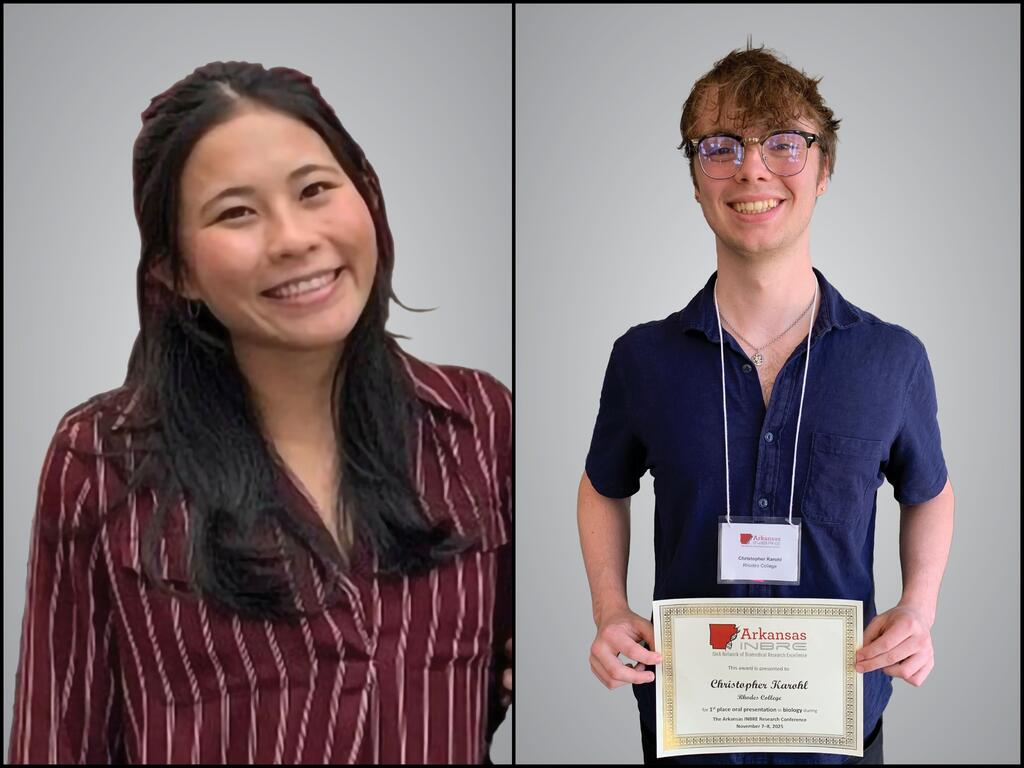 side by side, head and shoulder images of Jennifer Bui and Christopher Karohl
