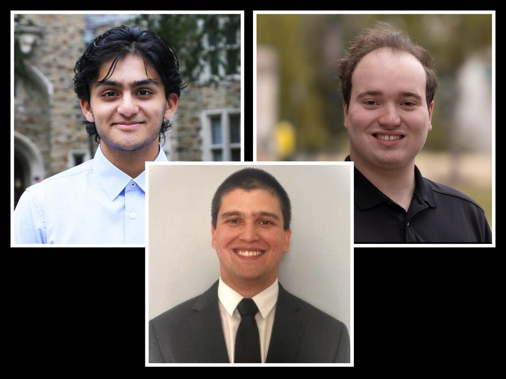 photo collage of head and shoulder images of three Rhodes College students