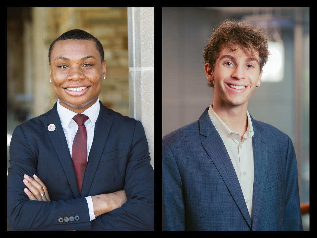 side by side, head and shoulder image of Johnathan Burch and Mitchell Leander