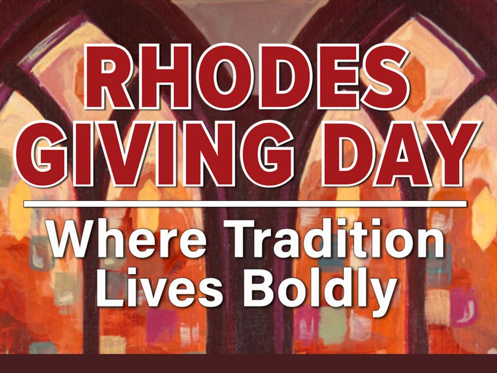 graphic of a painted stained glass window with text over it