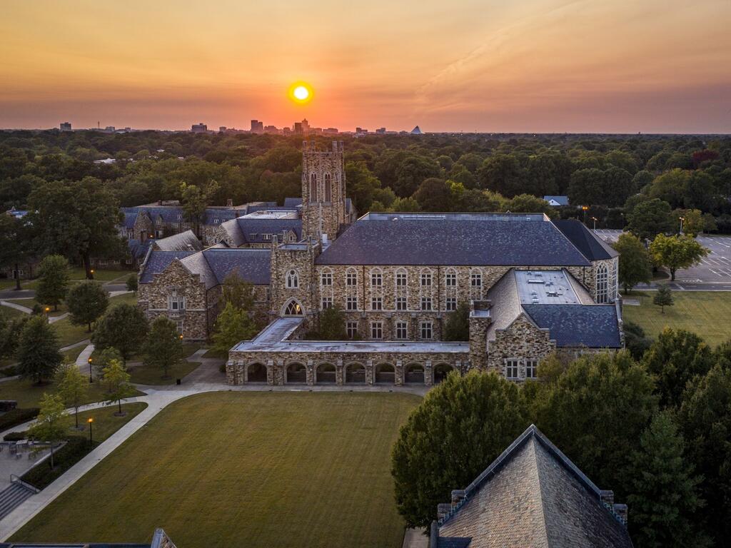 Rhodes College architecture against sunlit sky