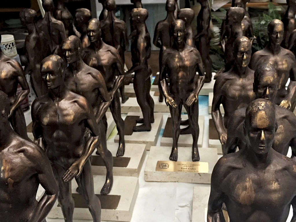 Room filled with bronze statues
