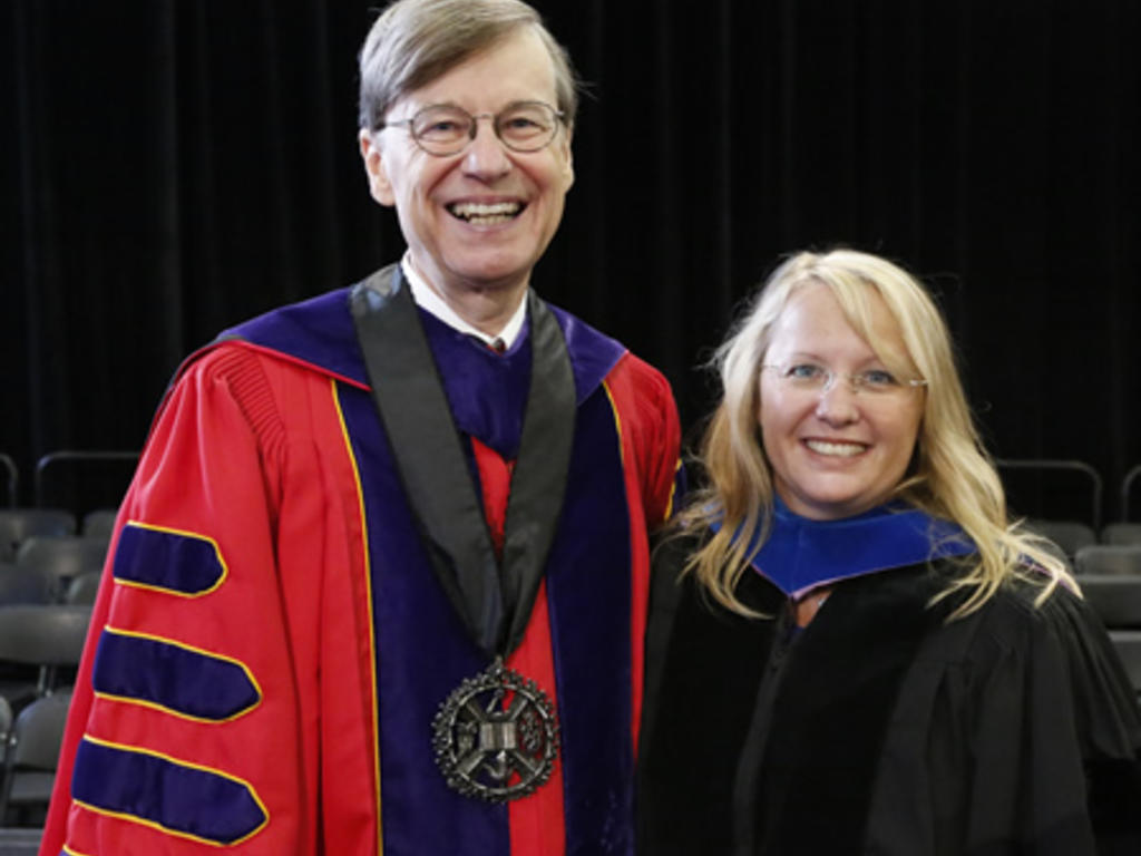 Rhodes College President William E. Troutt and English Professor Rebecca Finlayson