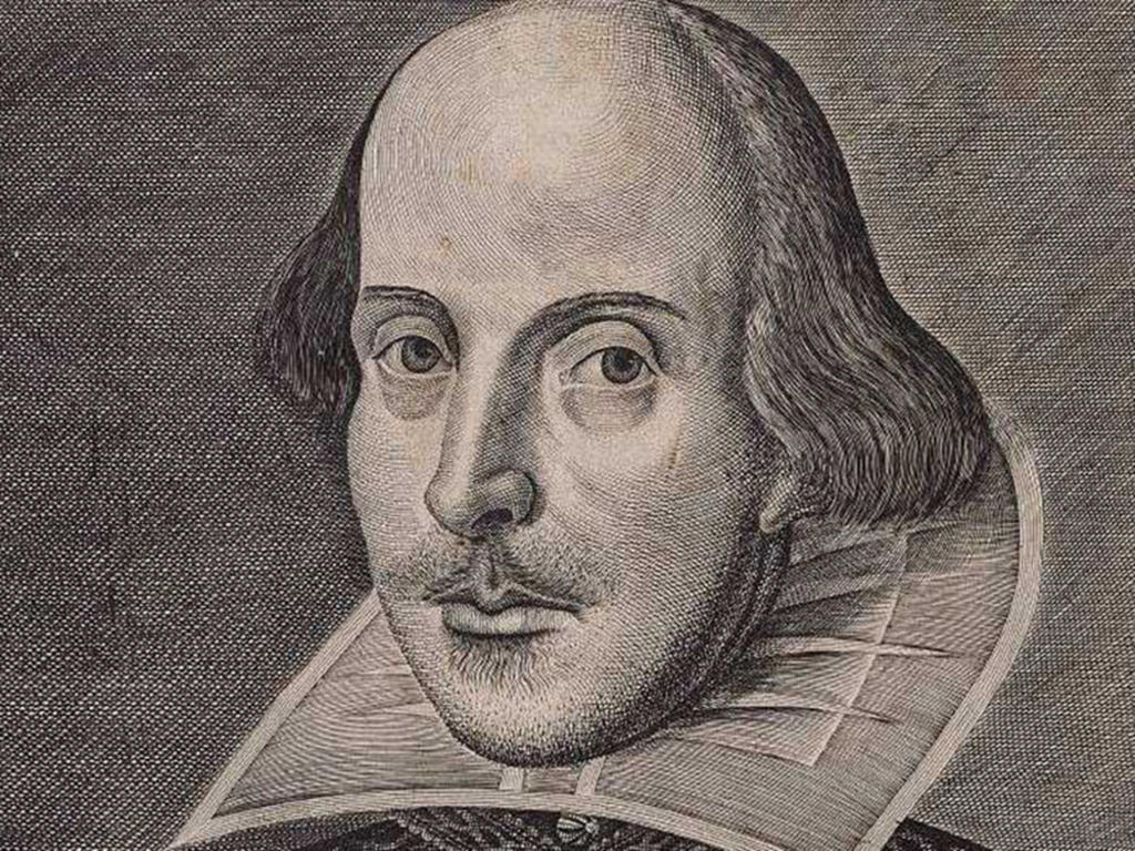 a black and white sketch of William Shakespeare