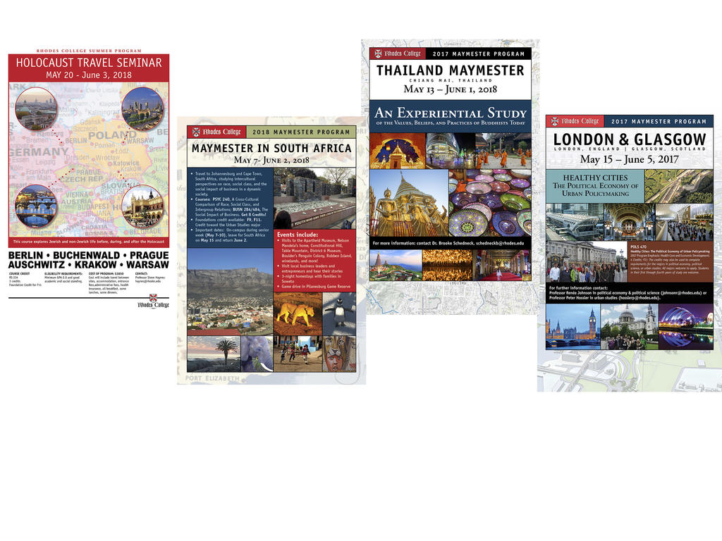 A collage of Study Abroad posters