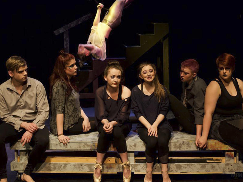Students on stage at the McCoy Theatre