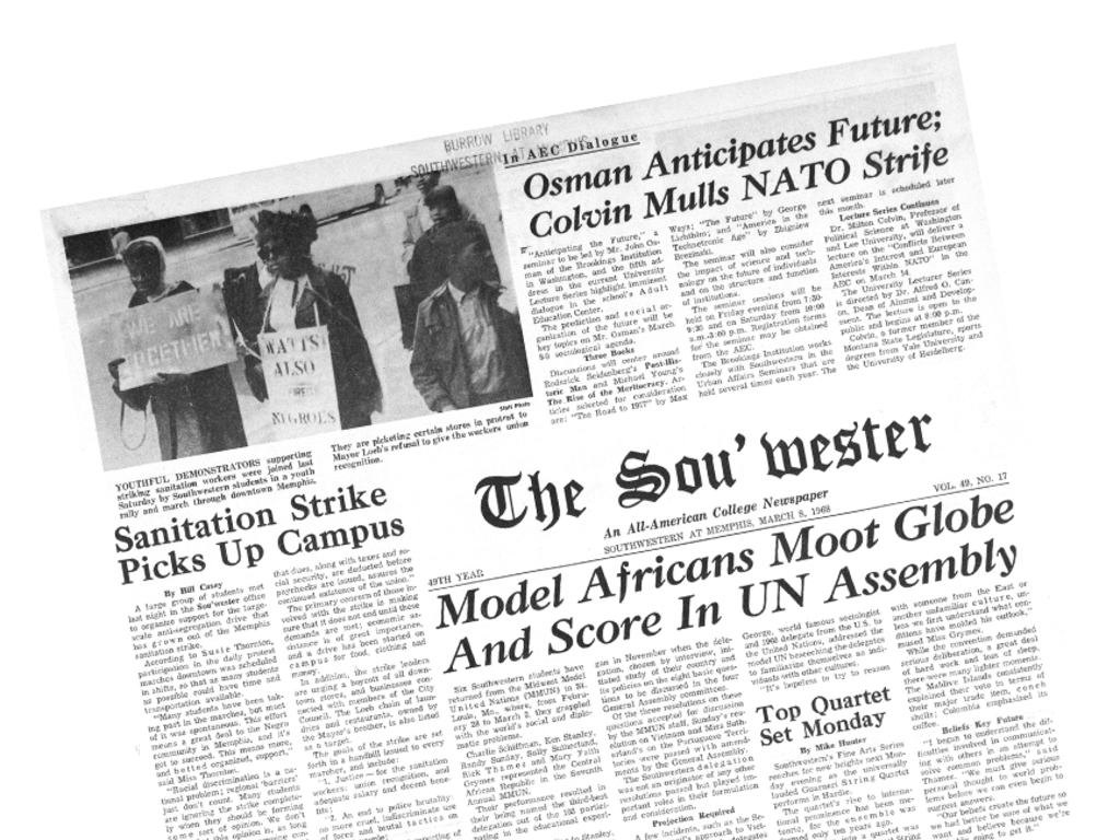 A scanned image of a front-page article of the Sou'wester 