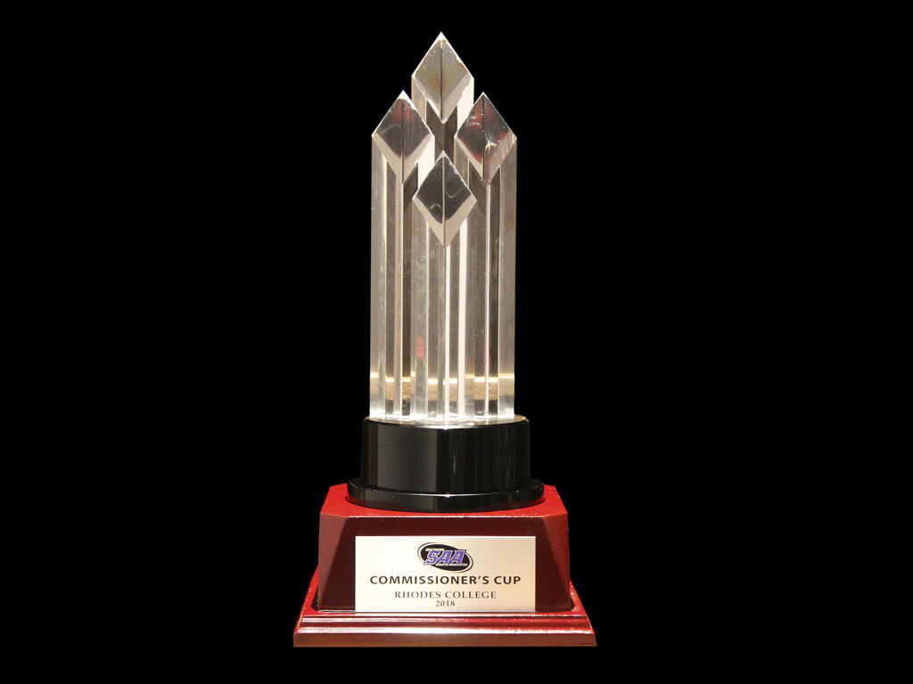 a crystal trophy on a black background.